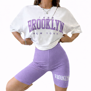 Ensemble t-shirt et short pour femme, coupe décontractée été, tissu doux et respirant, tenue décontractée deux pièces - Product Image 1