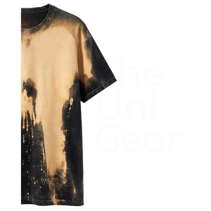 T-shirt tricoté oversize pour homme, teinture dégradée, manches courtes, col rond, coupe décontractée ample, 100% coton, 200 grammes, couleur unie - Product Image 3