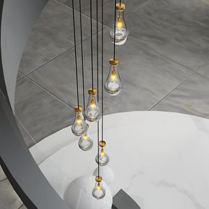 Lampadario a sospensione regolabile a 7 luci per sala da pranzo, grande lampada a sospensione per foyer e soggiorno, elegante lampadario per scale - Product Image 4