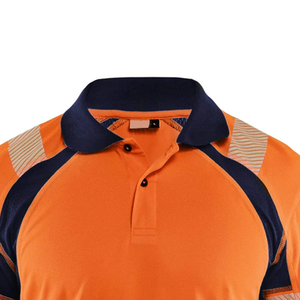 <b>Orange</b> Men's Hi Vis <b>Polo</b> Shirt Short Sleeve Reflective Safety Work Wear Quick Dry Knitted Polyester Casual Style - Product Image 4