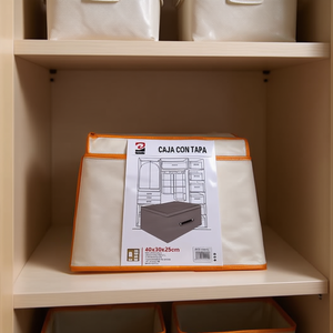 กล่องเก็บของผ้าไม่ทอพร้อมฝาปิด 40X30X25 ซม. กล่องจัดระเบียบ CAJA DE ORGANIZADOR - Product Image 3