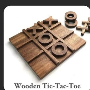 Juego de Mesa Tic Tac Toe de Madera Rústica Ecológica, Forma Cuadrada, Decoración para Mesa de Interior, Juego Familiar - Product Image 6