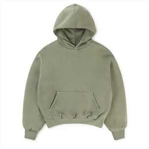 Sudadera con Capucha de Forro Polar Grueso Verde Sólido para Hombre al por Mayor, Sudadera Oversize Lisa Personalizada Estilo Urbano Fabricada por Twin City - Product Image 1