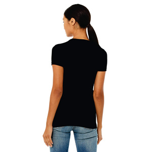 T-shirt à manches courtes pour femme, col rond, noir, 100% coton jersey, coupe décontractée, toutes saisons - Product Image 6