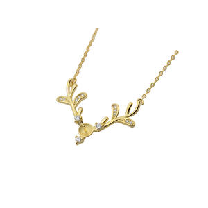 S925 Silver Pendant 7-8 Pearl Empty Holder Deer Antlers Reindeer Necklace Set DIY <b>Crystal</b> Necklaces Semi-Finished Accessory - Product Image 4