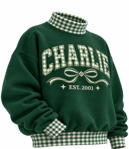 Sweat-shirt surdimensionné à col montant pour femme avec logo personnalisé, 100 % coton molletonné, broderie et impression, streetwear hiver automne, pull - Product Image 5