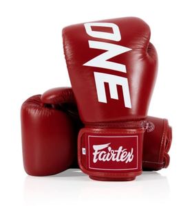 ถุงมือชกมวยรุ่น Pro Punching Custom Red Fairtex One สำหรับการแข่งขัน ดีไซน์สายรัดสวมใส่สบาย ทนทาน ผลิตจากหนังแท้ สำหรับการฝึกซ้อม - Product Image 1
