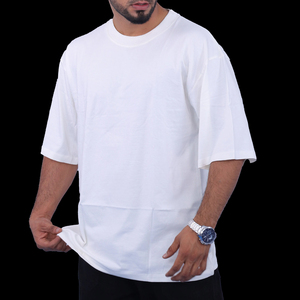 Men's Casual Oversized <b>White</b> Blank T-Shirt Breathable Cotton Loose Baggy Fit Short Sleeve Crew Neck Everyday <b>Tee</b> - Product Image 4