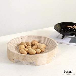 Cuenco Cuadrado de Piedra de Travertino, Diseño Minimalista, Piedra Natural Beige, Pieza Decorativa Elegante y con Estilo para el Hogar o la Oficina - Product Image 2