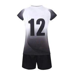 Uniforme de Voleibol Negro Degradado para Mujer al por Mayor, Conjunto Personalizado de Camiseta de Manga Corta y Pantalones Cortos con Número Personalizado, Ropa Deportiva - Product Image 3