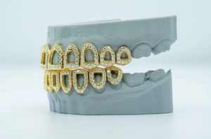 Nouveau personnalisé glacé Hip Hop Bling 10 Top 10 bas ouvert visage Grillz creux 925 argent Sterling Moissanite hommes dents grilles - Product Image 4