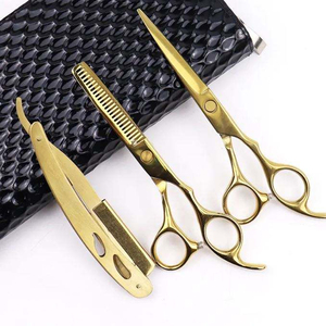 Kit de ciseaux de coiffure et de ciseaux à effiler en acier inoxydable pour barbier, avec étui zippé - Product Image 4