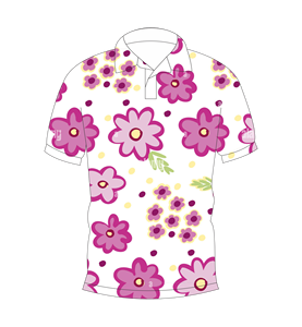 เสื้อโปโลผู้ชายสีขาวพิมพ์ลายดอกไม้สีชมพูลำลองแขนสั้นแฟชั่นฤดูร้อน - Product Image 4