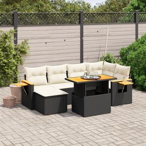 Conjunto de Sofás Modulares Grandes de Ratán PE Negro para Jardín, Muebles Modulares Elegantes para Exteriores - Product Image 1