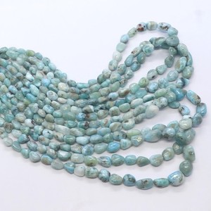 Perles de Larimar naturel AAA, lisses et irrégulières, 6-7 mm, pierres précieuses bleues, perles lisses polies, brin de 16 pouces pour la création de bijoux - Product Image 1