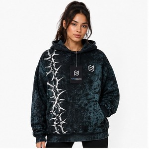 Long Sleeve <b>Drop</b> Shoulders Oversized Women Acid Wash Hoodie OEM Service Best Quality Cotton Made Women Acid Wash Hoodie - Product Image 4