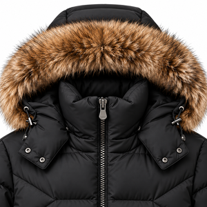 Chaqueta Acolchada con Capucha para Hombre, Negra, Cálida, Cortavientos, Impermeable, de Secado Rápido, Estilo Casual Elegante, con Cierre Frontal, Color Sólido, 100% Poliéster - Product Image 3