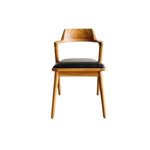 Silla de Comedor Jevo de Madera de Teca con Asiento Tapizado en Microfibra, Diseño Moderno, Giratoria, para Hogar y Hotel - Product Image 1