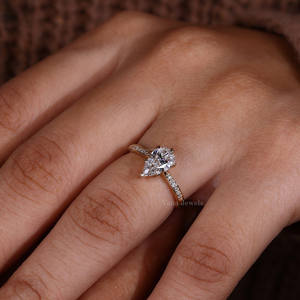 Igi แหวนเพชรที่ปลูกในห้องปฏิบัติการที่ได้รับการรับรองจากลูกแพร์คลาสสิกจรรยาบรรณครบรอบเครื่องประดับอินเทรนด์ของขวัญแหวนสำหรับเธอ - Product Image 2