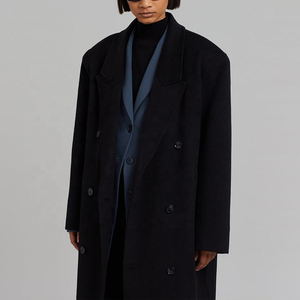Abrigos de lana largos sin cuello para mujer, chaqueta de invierno para mujer - Product Image 1