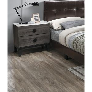 Comodino Contemporaneo Grigio per Camera da Letto in Compensato con Cassetti e Design Moderno - Product Image 1