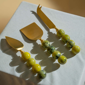 FAIZA CRAFT Decorative Resin Bead Handle Stainless Steel <b>Cheese</b> <b>Knife</b> <b>Set</b> Dishwasher Safe Eco-Friendly Table Top <b>Cheese</b> Tools - Product Image 3
