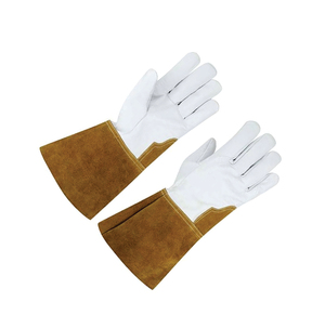 Holy Signs International HSI-1450 Extra Long Leather Welding <b>Gloves</b> Fleece Lining Molten Metal Splash Test <b>Type</b> B MIG/TIG Use - Product Image 6