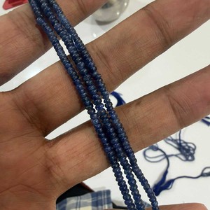 Saphir naturel du Rajasthan, pierres précieuses, perles rondes lisses de 3-4 mm, brin de 16 pouces, certifié CMA, bleu, pour la fabrication de bijoux - Product Image 2