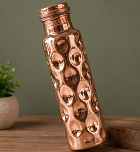 Bouteille d'eau en cuivre pur faite à la main, qualité supérieure, motif goutte d'eau en relief, gourde en cuivre, bienfaits pour la santé ayurvédique, récipient en cuivre - Product Image 3
