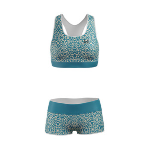 Ensemble de yoga deux pièces pour femmes grandes tailles, taille haute, sans manches, col rond, tissu en nylon et élasthanne écologique, extensible dans les quatre sens - Product Image 4