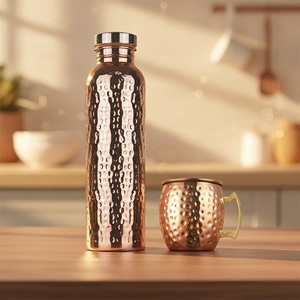 Pure <b>Copper</b> <b>Bottle</b> With Strong Body Design For Everyday Water Storage At Home Office Gym School Travel And Outdoor Use - Product Image 2