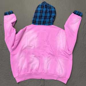 Sudadera con Capucha Premium Personalizada con Diseño a Cuadros y Parches Vintage para Hombre, Corte Holgado, Tejido Grueso de Felpa Francesa, Estilo Urbano - Product Image 2