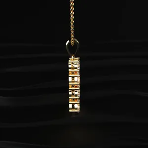 Nuevo colgante con diamante en forma de letra M, oro amarillo, diamante CVD cultivado en laboratorio, colgante solitario, color D-E con claridad VVS-VS. - Product Image 4