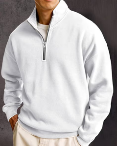 Sweat-shirt à col roulé de haute qualité, coupe ajustée, fermeture à fermeture éclair 1/4, uni, multicolores, pour homme - Product Image 4