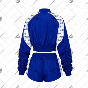 Wholesale Greek Zeta Phi Beta Sorority Clothing Women’s 2 Piece Cropped Tracksuit Set Athletic Windbreaker <b>Jacket</b> and <b>Shorts</b> - Product Image 2