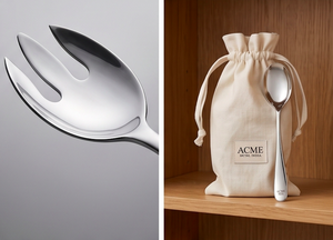 Juego de servidores de ensalada de acero inoxidable pulido plateado, diseño delgado a prueba de óxido con acabado espejo para restaurantes, hoteles, resorts y regalos. - Product Image 4