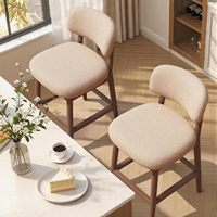 Tabourets de bar modernes nordiques en bois massif écologiques, réglables, avec revêtement en tissu bouclé, pour la maison, vente en gros