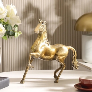 Figurine de cheval en laiton massif de style antique, sculpture d'appoint pour bureau de direction, table console et étagères - Product Image 4