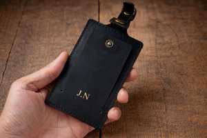 Personalized Travel Luggage Tags Genuine Leather Bag Tags Privacy Cover Suitcase <b>Name</b> <b>Labels</b> Custom Foil LMP-0261 - Product Image 5