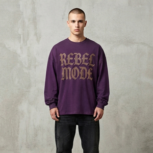 Camiseta de Hombre Premium con Pedrería, Oversize, 100% Algodón Orgánico, Estilo Hip Hop, Vintage, Lavada, Streetwear, Casual, Cuello Redondo - Product Image 6