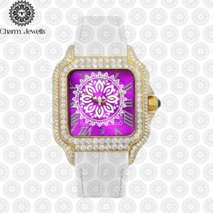 Montre mécanique de luxe Charm_Jewells, boîtier en acier inoxydable, bracelet en cuir, phase de lune, cadran en cristal saphir, 40 mm, analogique, unisexe - Product Image 1