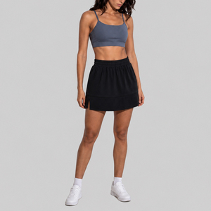 <b>Women's</b> Quick Dry Mini <b>Skort</b> Side Slit Elastic Waist Built-in Shorts Gym Wear OEM ODM - Product Image 1