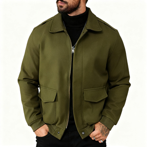 Polyester Breathable Turn-<b>down</b> Collar Zip Front Flap Pocket Men's Jacket Casual Lightweight Utility Outdoor Coat Autumn Self - Product Image 4
