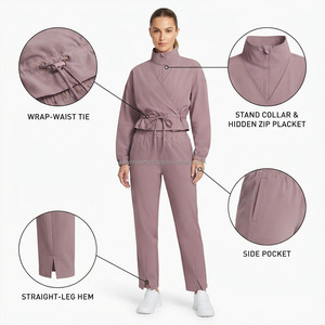 Conjunto Deportivo de Dos Piezas para Mujer, Chaqueta con Cremallera y Pantalones Jogger, Personalizable OEM, Nylon, Venta al Por Mayor, Fabricante - Product Image 5