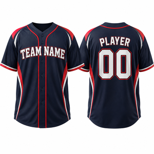 Fabricante de Camisetas de Béisbol Personalizadas de Talla Grande, Uniforme de Béisbol con Botones y Número de Equipo Personalizado, OEM ODM - Product Image 1