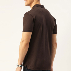 เสื้อโปโลแขนสั้นสีน้ำตาลสำหรับผู้ชาย พร้อมโลโก้ปักที่แขนซ้าย ผ้าฝ้ายอ๊อกซ์ฟอร์ดลำลอง ระบายอากาศได้ดี ทรงปกติ - Product Image 2