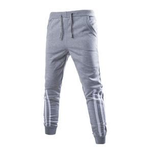 <b>Men's</b> Gray Sweatpants Elastic Waist Drawstring Side Stripe Casual <b>Joggers</b> Knitted Breathable Autumn Wear - Product Image 1