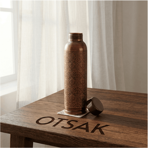 OTSAK Bouteille d'eau bien-être portable vintage en cuivre gravée noire Dr Oreo, écologique, grande capacité, 950 ml 32 oz, personnalisable - Product Image 5