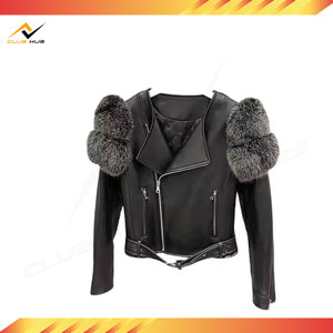 Veste en cuir véritable pour femme avec capuche en fourrure de renard, manteau chaud d'hiver à fermeture éclair, style vintage, vêtement d'extérieur de haute qualité pour femme - Product Image 5