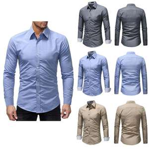 Chemise habillée pour hommes coupe ajustée de haute qualité vente en gros de chemise d'affaires boutonnée à manches longues avec logo personnalisé motif imprimé en coton rouge uni - Product Image 6